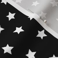 Star fabric - simple doodle star wallpaper - Black 