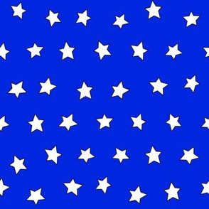 Star fabric - simple doodle star wallpaper - Cobalt