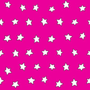 Star fabric - simple doodle star wallpaper - Fuschia