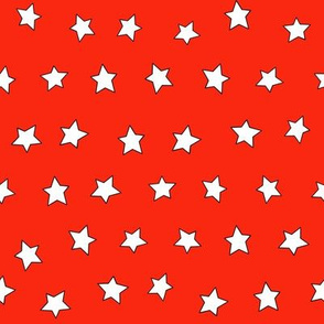 Star fabric - simple doodle star wallpaper - Red