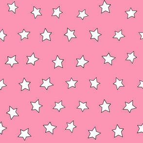 Star fabric - simple doodle star wallpaper - Pink