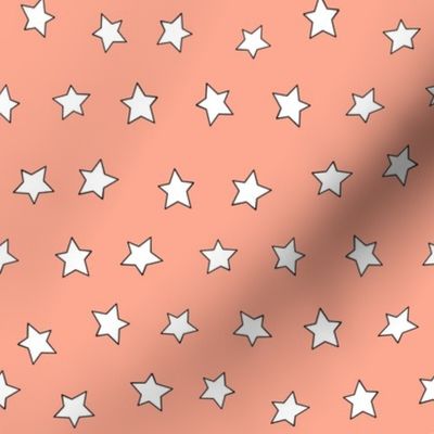 Star fabric - simple doodle star wallpaper - Melon