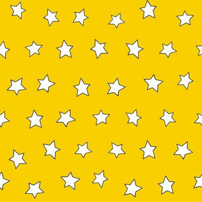 Star fabric - simple doodle star wallpaper - Sunshine yellow