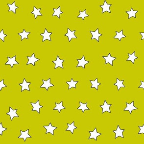 Star fabric - simple doodle star wallpaper - Chartreuse 