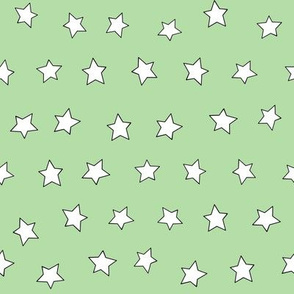 Star fabric - simple doodle star wallpaper - Lime