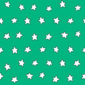 Star fabric - simple doodle star wallpaper - Emerald