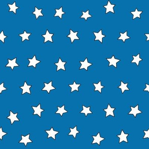Star fabric - simple doodle star wallpaper - Blue