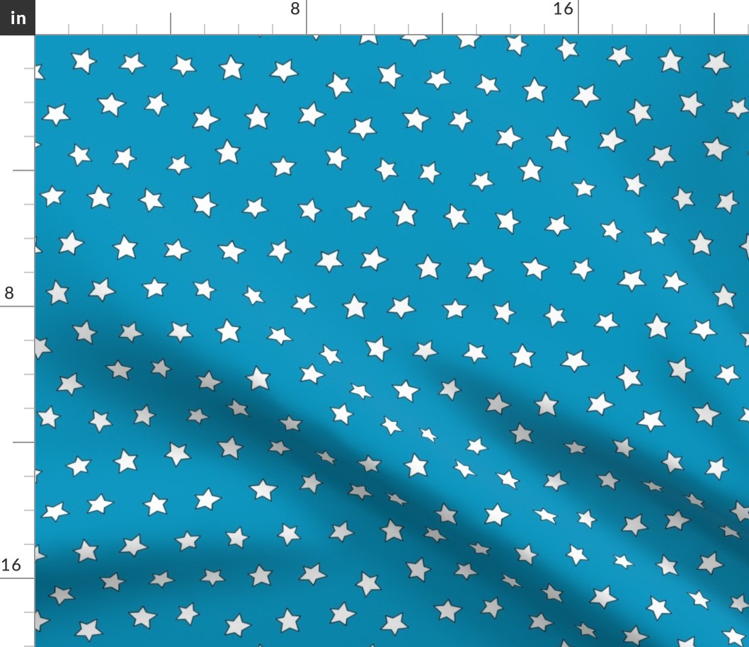 Star fabric - simple doodle star wallpaper - Teal