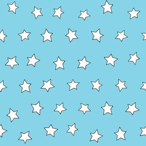 Star fabric - simple doodle star wallpaper - Aqua