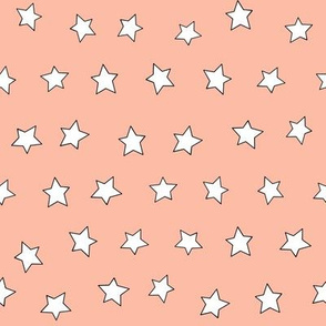 Star fabric - simple doodle star wallpaper - Peach