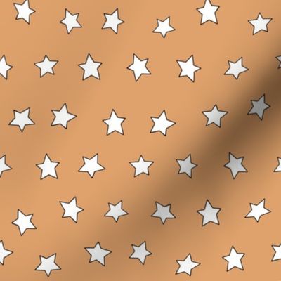 Star fabric - simple doodle star wallpaper - Latte