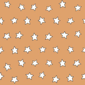 Star fabric - simple doodle star wallpaper - Latte