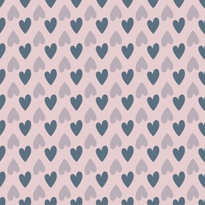 Pink and blue doodle hearts