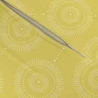 Glimmer - Boho Geometric Medallion Regular Scale Watercolor Citron Yellow and White