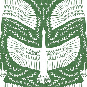 Large scale- heron in flight-deep olive -  multidirectional- green 