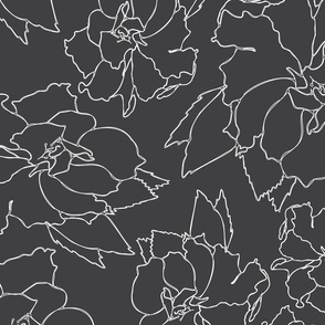 Black Hibiscus Floral Tea Pattern