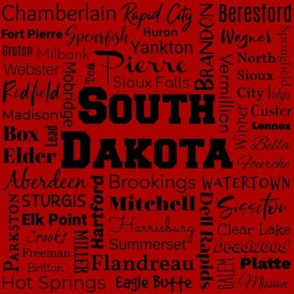 South Dakota cities, red (8-inch repeat)