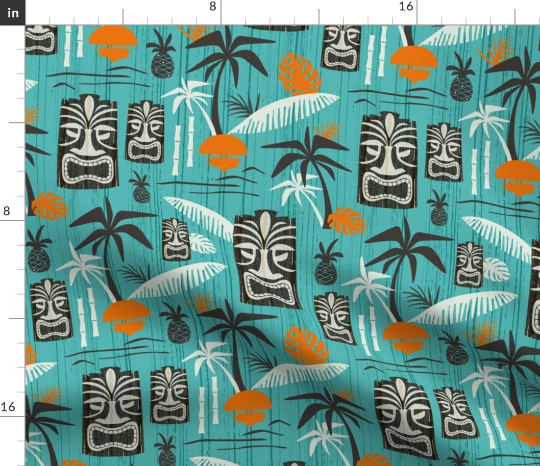 Island Tiki - Aqua And Orange Large Scale