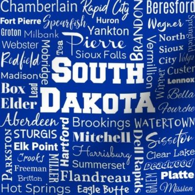 South Dakota cities, blue (8-inch repeat)