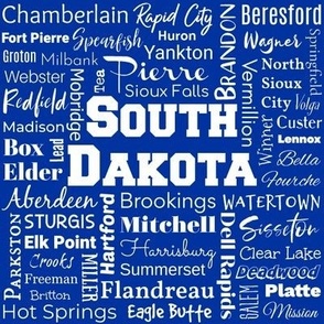 South Dakota cities, blue (8-inch repeat)