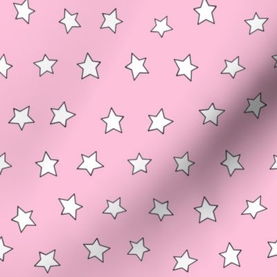 Star fabric - simple doodle star wallpaper - pink