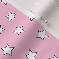 Star fabric - simple doodle star wallpaper - pink