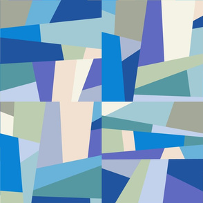 modern improv patchwork in blue XL scale by Pippa Shaw