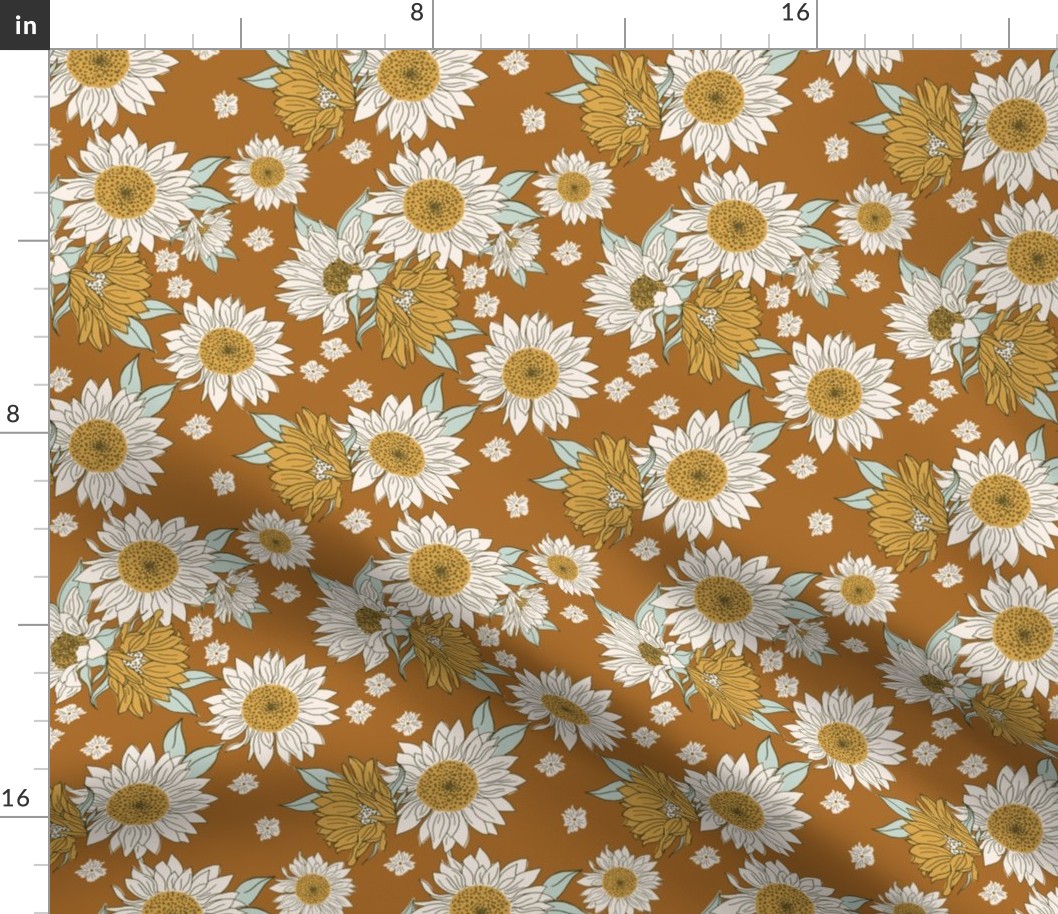 sunflowers in boho brown-8x5.71