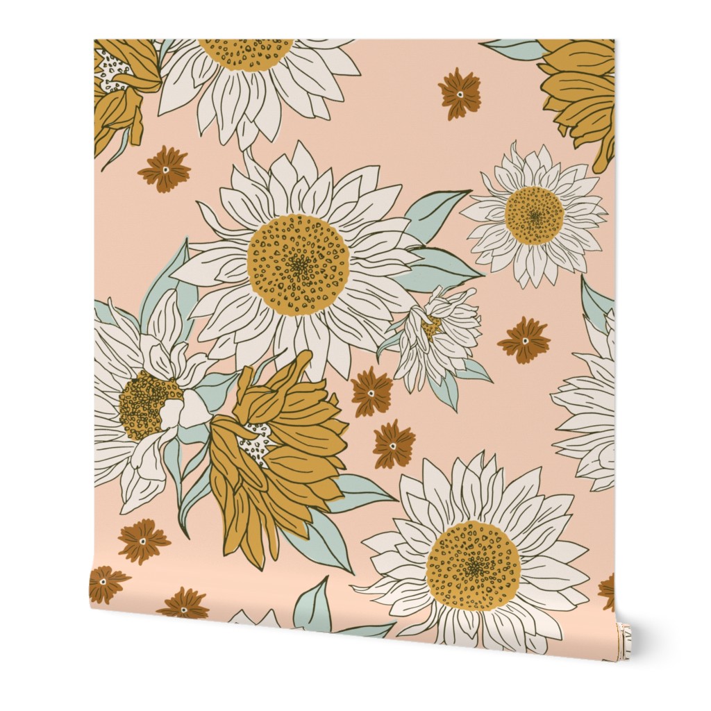 Boho Sunflowers in Blush-8x5.72