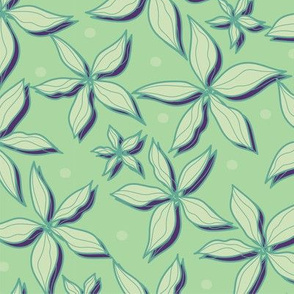 Green double flowers green ground pattern