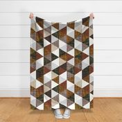 rotated cinnamon + mocha linen triangle wholecloth // mocha, cedar, 13-2, 12-16, 19-16, olive green, cinnamon