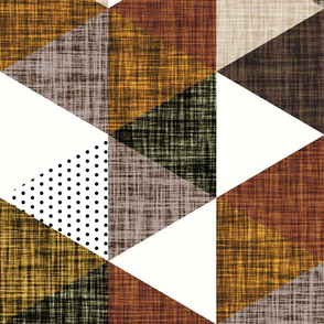 rotated cinnamon + mocha linen triangle wholecloth // mocha, cedar, 13-2, 12-16, 19-16, olive green, cinnamon