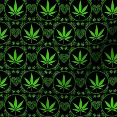 Marijuana Leaf on Black 