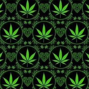 Marijuana Leaf on Black 