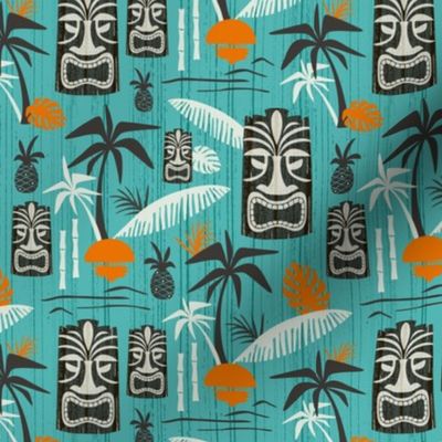 Island Tiki - Aqua And Orange Medium Scale