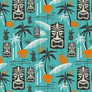 Island Tiki - Aqua And Orange Medium Scale