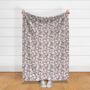 White Floral Frenzy on Dusty Lavender - Large Scale