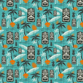 Island Tiki Mid Century Modern Aqua Orange Small 