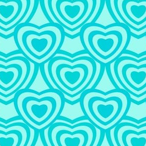 90s hearts kidcore fabric -Aqua