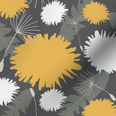 Yellow and White Dandelion Tea Floral Pattern