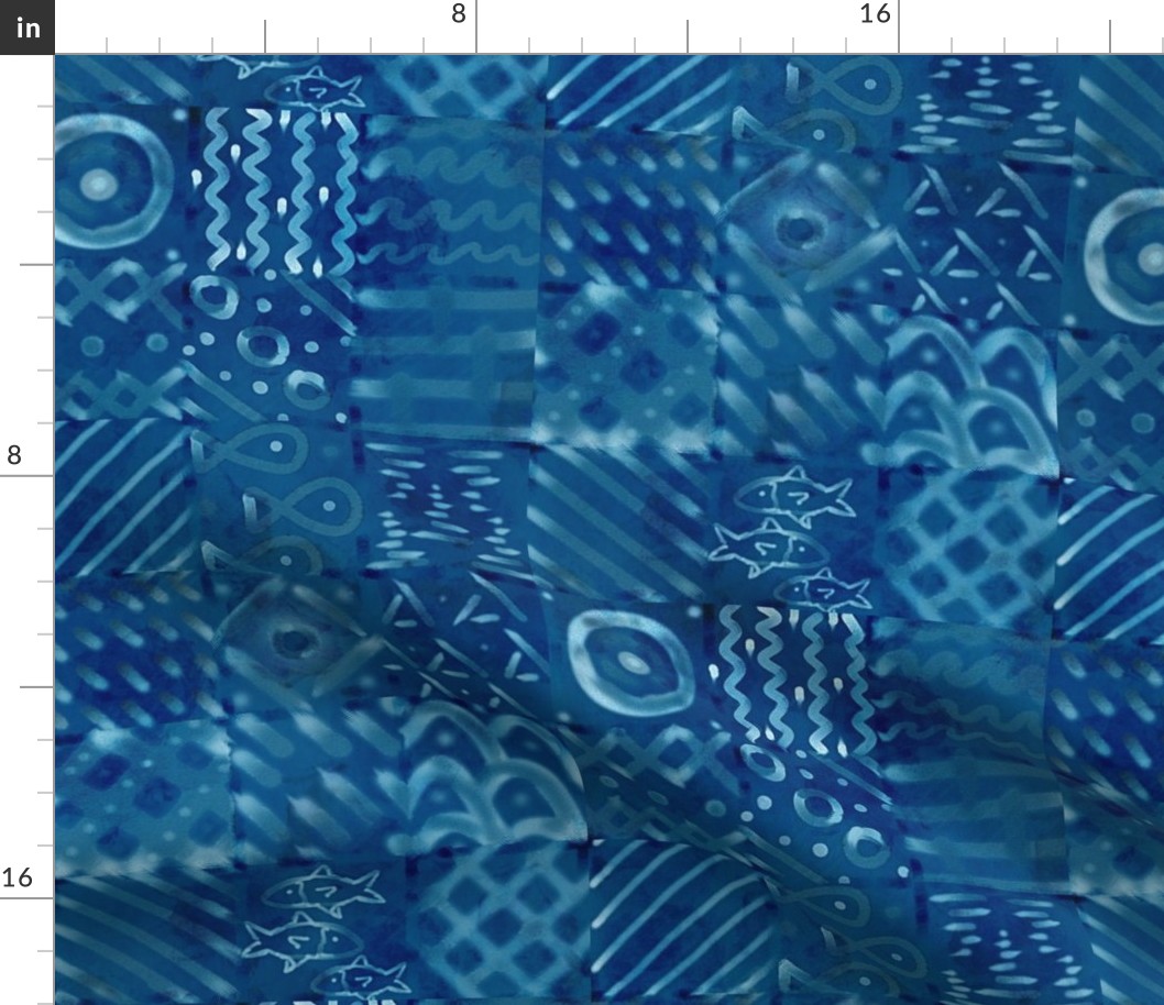 Shibori Blue Squares