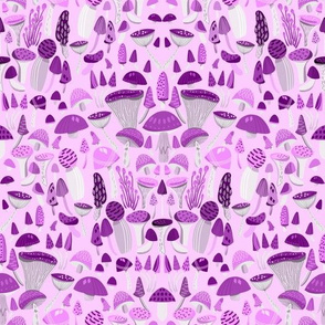  Magic mushrooms fabric - rainbow mushrooms, fungus, hippie design - Pastel purple