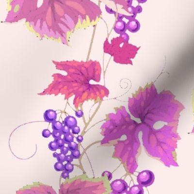 Leafy Violet Purple Grapevine Watercolor 