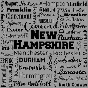 New Hampshire cities, gray (8-inch repeat)