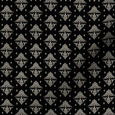 Victorian  damask, black and gold, 1 inch design