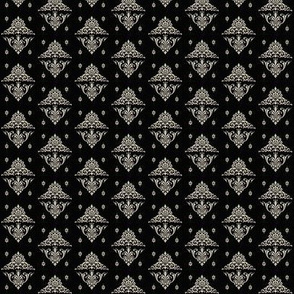 Victorian  damask, black and gold, 1 inch design