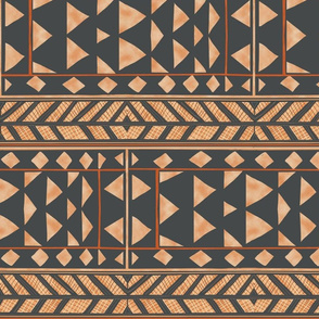 Small African Village Companion print-charcoal tan