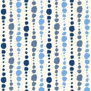 Organic wonky circles in navy, cornflower, grey and off white - medium scale for summer linens, kids dresses and apparel, patchwork, quilting and holiday crafts 