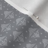 Victorian  damask, gray, grey ,white, 1 inch design