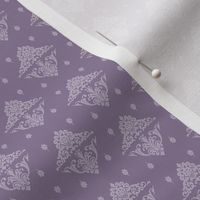 Victorian  damask, lilac,white, 1 inch design